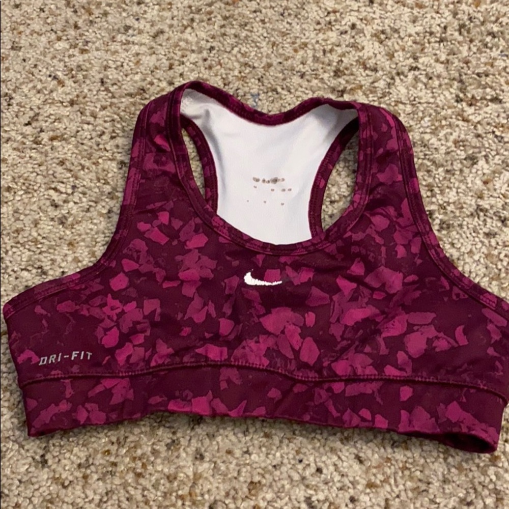 Purple patterned Nike sports bra